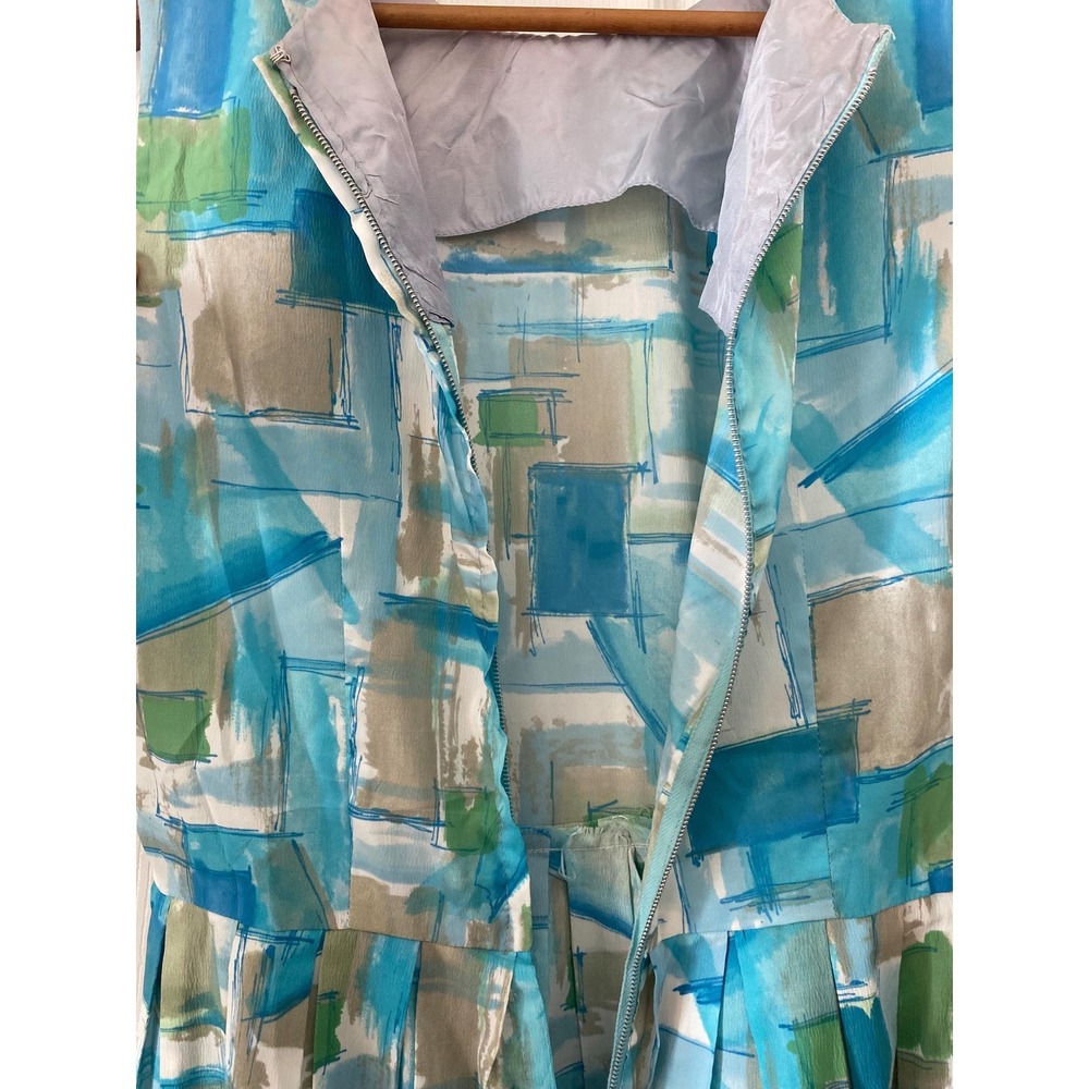 vintage 1960s abstract print sleeveless dress - Picture 3 of 7